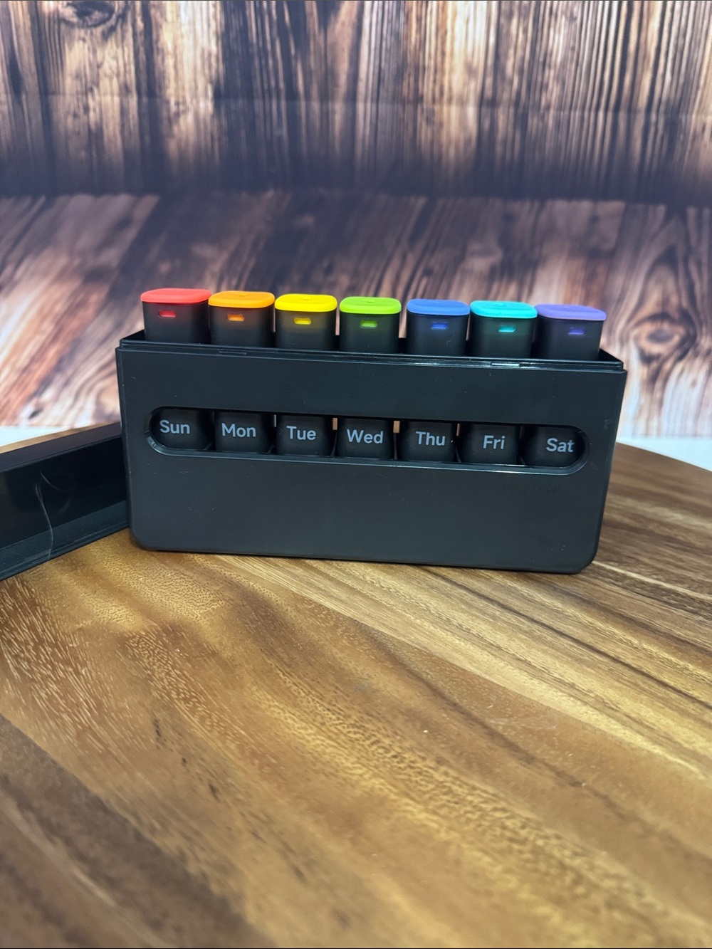 Rainbow Seven-Compartment Pill Organizer with morning & night spaces